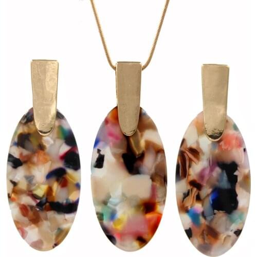 YJX Long Pendant Necklace With Oval Drop Earrings Jewelry Sets Stunning Bold Yet Delicate Hot