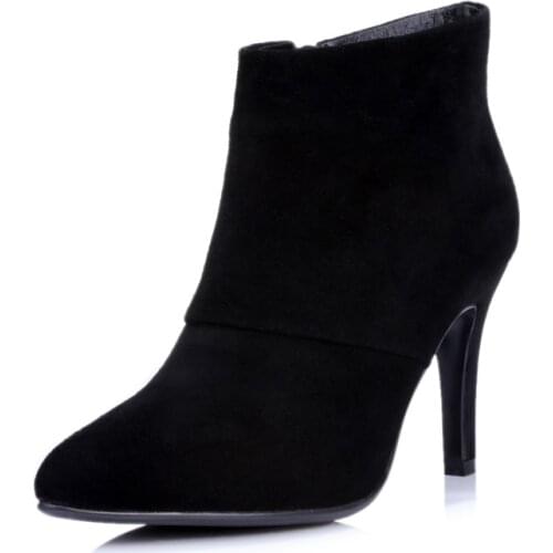 2021 Fashion High Heel Ankle Boots For Women British Style Zip Womens Boots Winter Shoes For Women