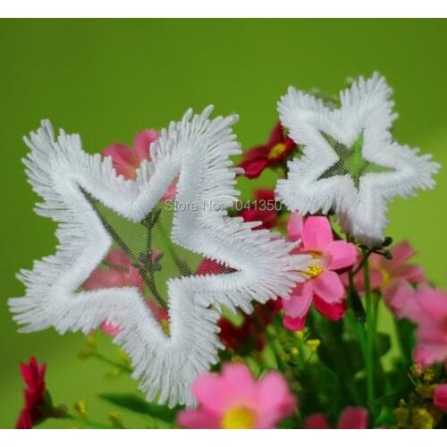 10PCS (10cm/5.5cm Mixed) White Embroidery Stars Sew On Lace Applique Patches For Clothing Free shipping