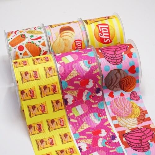 10 Yards 3inch 75mm Food Printed Ribbon For Hair Bows DIY Crafts Handmade Accessories 52508