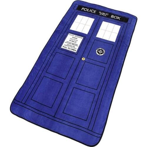 127*226cm Doctor Who Cosplay Costume Accessories Tardis Coral Fleece Cosplay Blanket Carpet Police Box Blankets Blue Bed Sheet