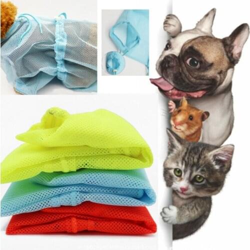 2019 Pet Cat Grooming Bag Nails Cutting Washing Bathing Scratching Protector Mesh Cat Grooming Bag