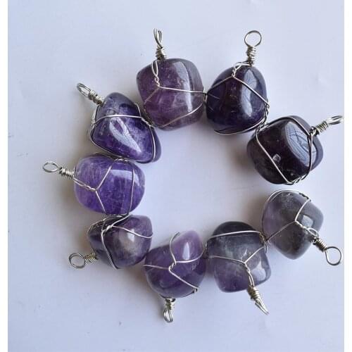 2020 New high quality natural amethysts Irregular pendants for jewelry Accessories making 6pcs/lot Wholesale free