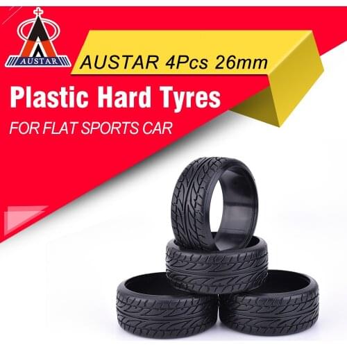 4Pcs AUSTAR Flat Speed Medium Grain Drift Tires 26mm Plastic Hard Tyres For 1/10 TAMIYA HPI Redcat Racing On-Road Racing RC Car