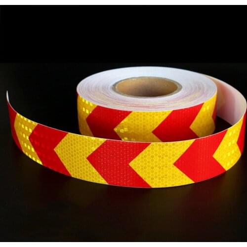 5cm*20m Red & Yellow Arrow Lattice Reflective Tape Sticker Car Vehicle Truck Roadway Parking Lot Reminding Sign Warning Decal