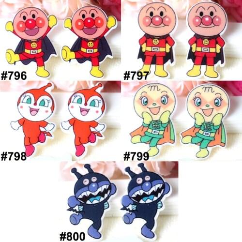 60pcs Mixed Japan Cartoon Anpan Man Flat Back Resin Assorted Resin Cabochon DIY Craft For Home Decoration Accessories 10PCS Each