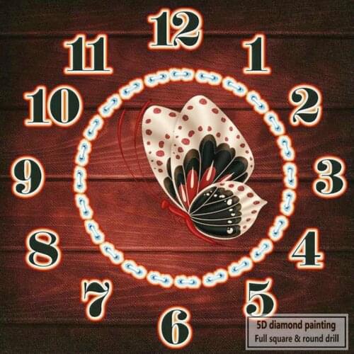 5d diy diamond painting butterfly wall clock icon diamond embroidery rhinestone mosaic decoration 40x40cm