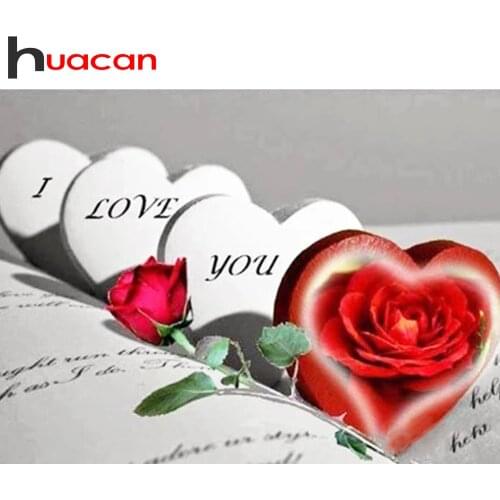 Huacan 5D Diamond Painting Cross Stitch Love Full Drill Diamond Mosaic Embroidery Rose Landscape Handmade Gift Creative Hobbies