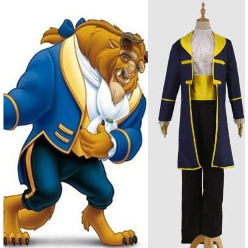 Anime Beauty And The Beast Cosplay Costume Adult Kids Set Coat Shirt Pants Collar Girdle Suit Props