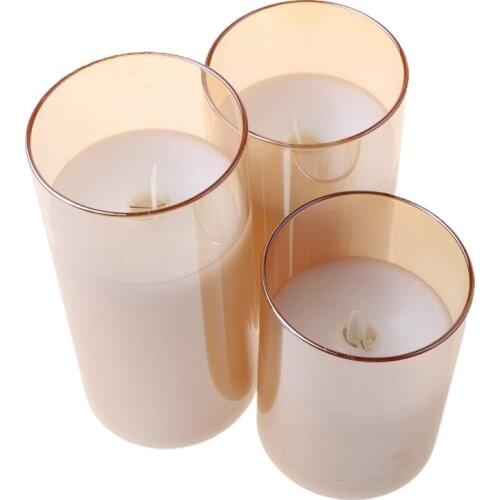 M7DF Flameless Led Candles Flickering, Real Wax Fake Wick Moving Flame Faux Wickless Pillar Battery Operated Candles with Timer