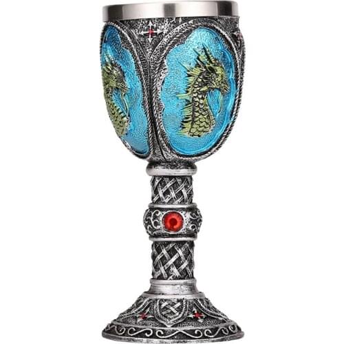 Dragon King Resin Stainless Steel Goblet 200ml Retro Wine Glass Gothic Cocktail Glasses Whiskey Cup Pub Bar Drinkware Dropship