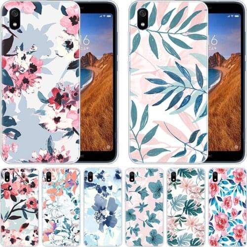 Luxury Soft Silicone Case Rose Floral pastel leaves for Xiaomi Redmi K20 Pro 7 7A 6 6A 4X 5 Plus S2 GO Note 8 7 6 5 Pro 4