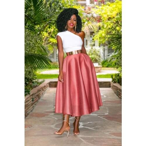 Elegant Pink Satin A-Line Female Formal Evening Skirt Office Lady Zipper Back Customized Ankle-Length Skirts faldas mujer moda