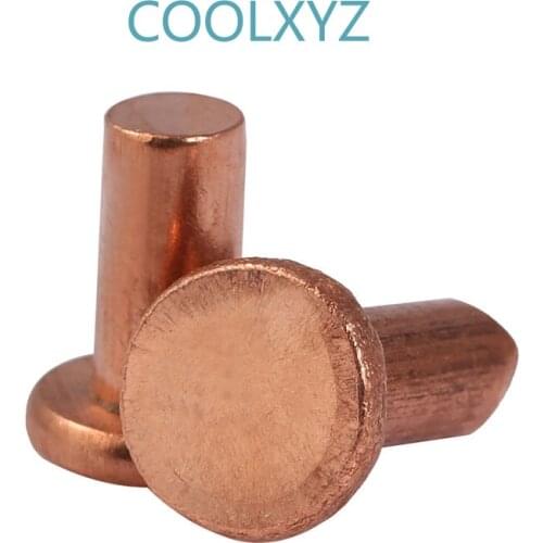 GB867-86 Solid Red Copper Rivets Pan Head Rivets Flat Head Copper riveting M2 50PCS