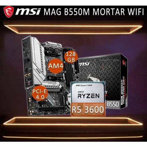 AM4 MSI MAG B550M MORTAR WIFI Gaming Motherboard With AMD Ryzen 3600 Motherboard Cpu Full Combo DDR4 AMD B550 Gaming Placa-mãe