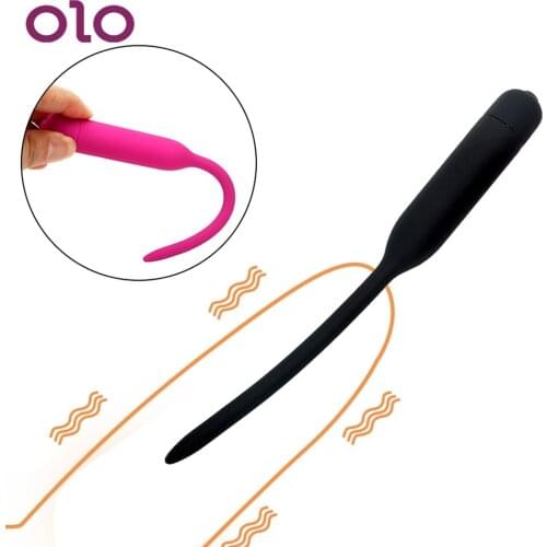 OLO 7.5 mm Catheters Vibrator Penis Plug Urethral Dilators Sex Sounds Male Chastity Device Silicone Sex Toys For Men