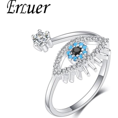 ERLUER Adjustable stylish women ring with crystal eye pattern cubic zirconia for parties and valentines day gifts Drop shipping