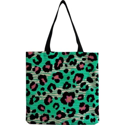 Colorful Personality Fashion Linen Bag Leopard Printed Storage Female Shopping Bags 2020 Sale Practical Daily Retro Casual Bag