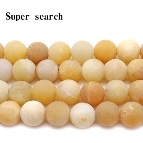 Natural Stone yellow aventurine Frosted Beads Matte Round Loose Beads 4 6 8 10 12MM For Jewelry Making Fit DIY Bracelet