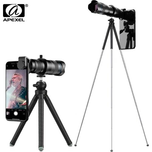 APEXEL HD 60X metal telephoto zoom lens telescope monocular mobile lens+ extendable tripod for Xiaomi Huawei all Smartphones