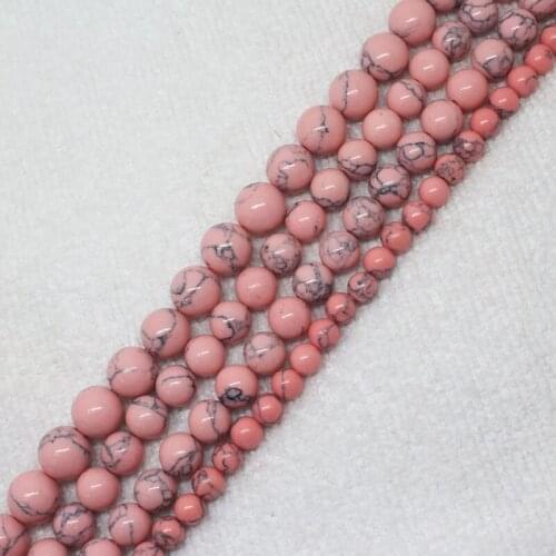 Mini. Order is $7! 4-8mm Pink Howlite Turquoises Round DIY Jewelry Making Loose Beads 15"