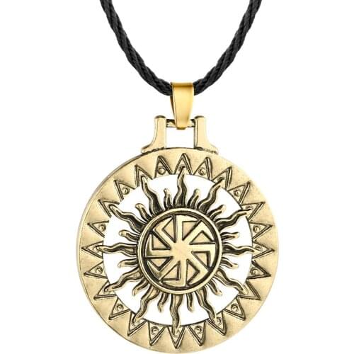 WANGAIYAO Mens Slavic Necklace Nordic Amulet Sun Pendant Alloy Necklace Mens Jewelry