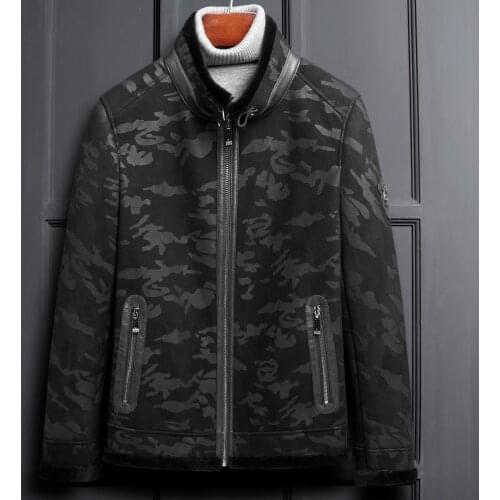 Genuine Leather Jacket Men Winter Jacket Real Sheepskin Coat for Men Real Wool Fur Liner Warm Camouflage Jacket LSY088325 MY1844