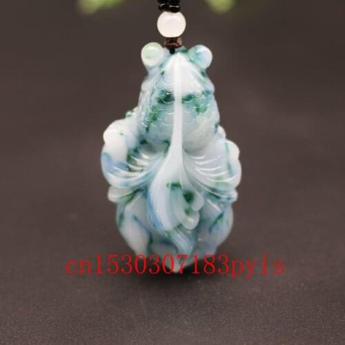 Natural Color Jade Goldfish Pendant Necklace Chinese Hand-Carved Charm Jewellery Fashion Amulet for Men Women Lucky Gifts