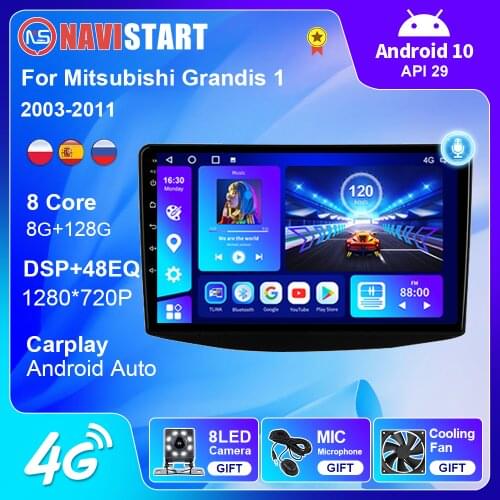 6+128G Android 10 Car Multimedia Video Player For Mitsubishi Grandis 1 2003-2011 Navigation GPS 4G WIFI BT Stereo 2 din No DVD