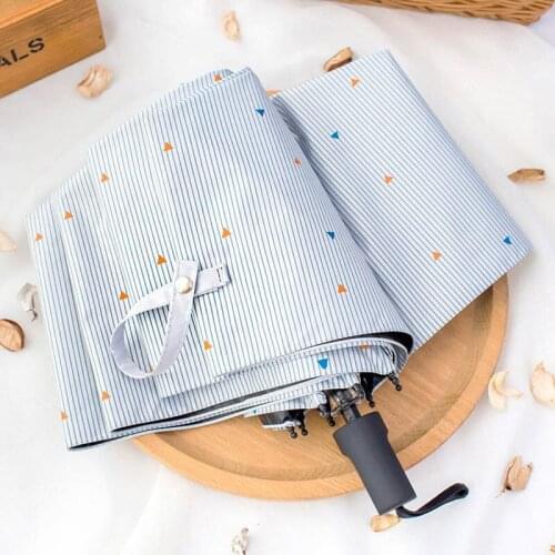 2020 New Clear Fresh Style Stripe Automatic Umbrella For Women Girl UV Protect Rainy & Sunny Umbrella Small Pocket Dropship