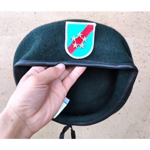 New US Army 20th Special Forces Group Wool Green Beret OFFICER 5 STAR GENERAL RANK BADGES INSIGNIA Military Hat Cap