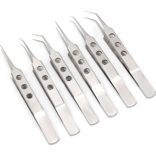Ophthalmology Micro Tweezers Double Eyelid Cosmetic Surgery Tool Titanium Alloy Fat Stitching With Teeth 11cm