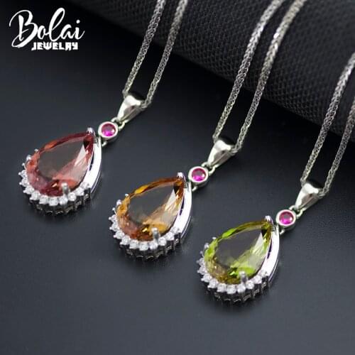 Bolai Pear 14*10mm Color Change Zultanit Pendant Necklace 925 Sterling Silver Created Diaspore Gemstone Jewelry For Women Gift