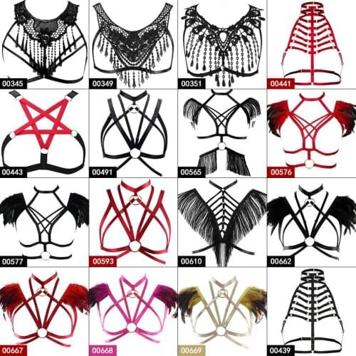 Tassel Harness Bra Top Cage Sexy Women Strappy Garter Belt Bondage Waist Caged Stockings Suspender Plus Size Goth Festival Rave
