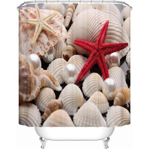 Conch starfish pearl Bathroom Shower curtain