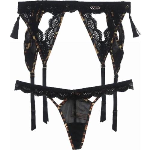 Sexy Lingerie Lace Underwear Garter Belt Sexy Lace Suspender Belt with Six Straps Metal Clip for Womens Stockings and Thong