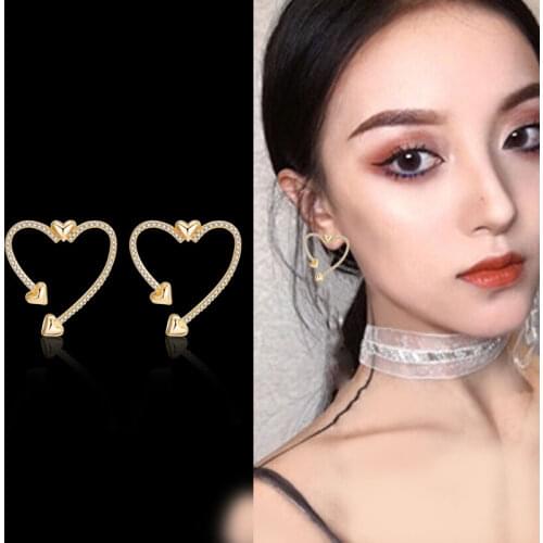 Retro Minimalist Heart Earrings Irregular Stud Earrings New Exaggerated Cold Wind Fashion Earring for Women Opening Accessories