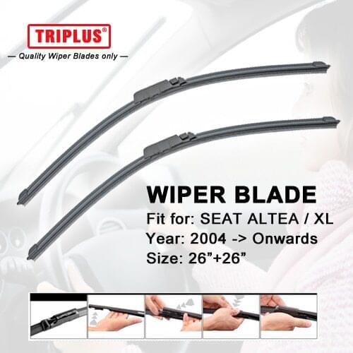 Wiper Blade for SEAT ALTEA / ALTEA XL (2004-Onwards) 1 set 26"+26",Flat Aero Windscreen Wiper,Frameless Windshield Soft Blades