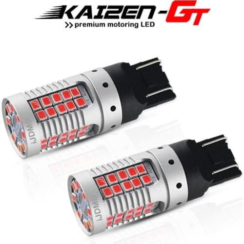 High Power No Hyper Flash Canbus 7443 T20 Tail Lights Red 48-SMD W21/5W Car 3030-SMD LED Bulbs For Brake Light Error Free 21W