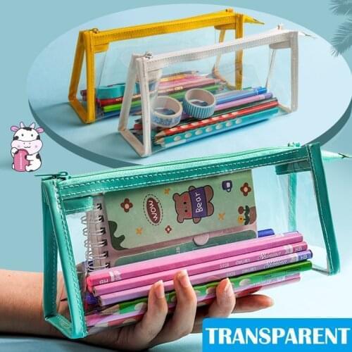 Waterproof Pencil Cases Transparent Ins Stationery Kawaii Phone Case Bag Pencil case School Supplies Triangle Pencil Case