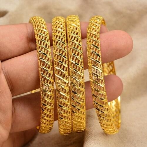 Wando Big Size Dubai Arab Gold Color Wedding Bangles for Women Bride Bracelets Ethiopian/france/African/Dubai Jewelry gifts