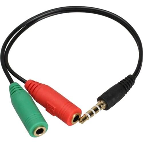 3.5mm Male to 2 Female Stereo Headphone Microphone Earphone Audio Y Splitter Extension Cable Adapter Plug Jack Cord Audio Cable