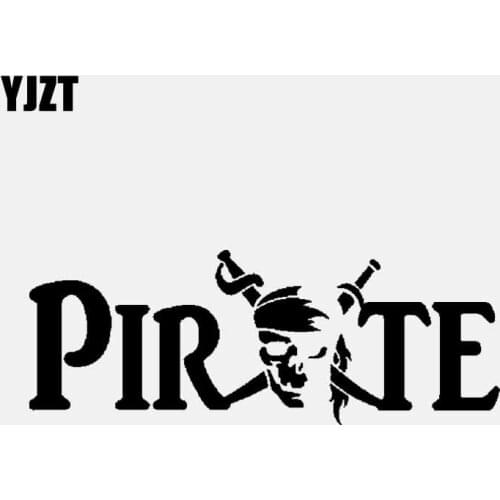 YJZT 15.9CM*5.9CM Vinyl Decal Personality Skull Pirate Car Sticker Black/Silver C3-1862