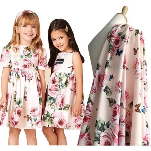 Rose pattern imitation cotton and imitation bamboo knot digital printing fashion fabric childrens fabrc womens fabric