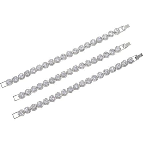 Women hip hop heart cz paved tennis chain bracelet with silver color plated women lady iced out luxury bangle bracelet jewelry