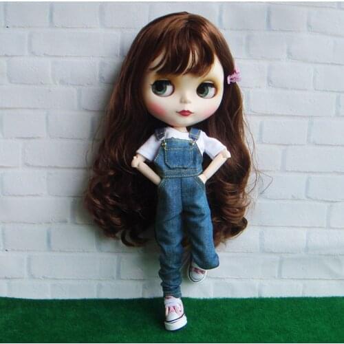1PCS Fashion Dolls Denim Overall Bib Pants for Blyth, OB, Licca, Barbies, 1/6 BJD Doll Clothes Accessories