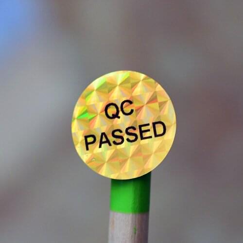 QC passed sticker for package Grid Laser Holographic Sticker Label 20mm 2000pcs gold and silver
