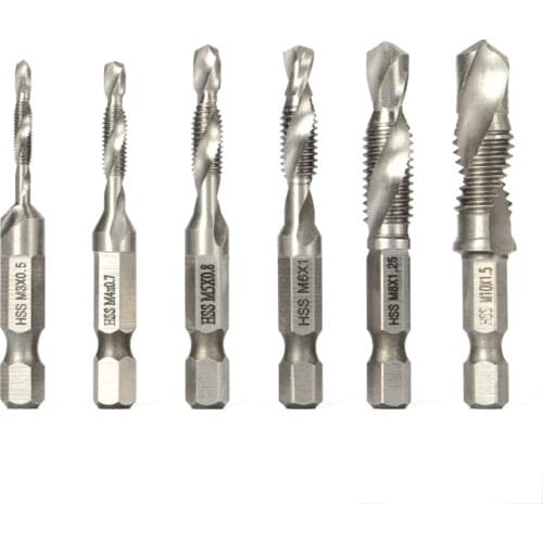 6pcs M3 M4 M5 M6 M8 M10 Tap and die Suit High speed steel spiral tap Machining drill bits for CNC lathe Tap bit HSS Die tap tool