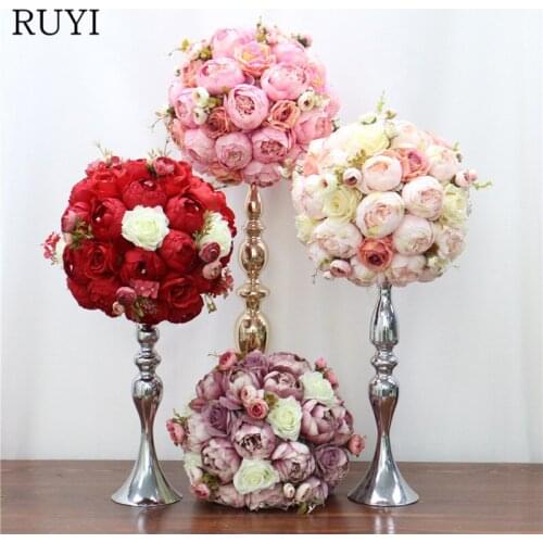 DIY handmade crafts flower ball Customizable Wedding reception simulation flower rose peony dining table flowers ball decoration