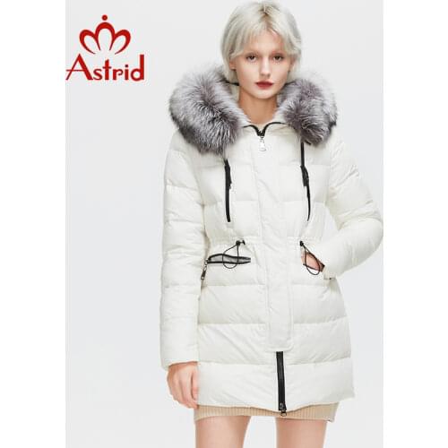 Astrid 2021 Winter Womens Parkas Oversize Thick Cotton warm Jackets Female Coats with Hooded Real Fur Loose white Outerwear